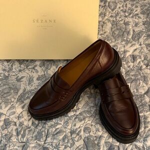 Sézane Brown Leather Loafers
